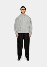 Mki Miyuki Zoku Faux Alpaca Knit Track Grey Jacket