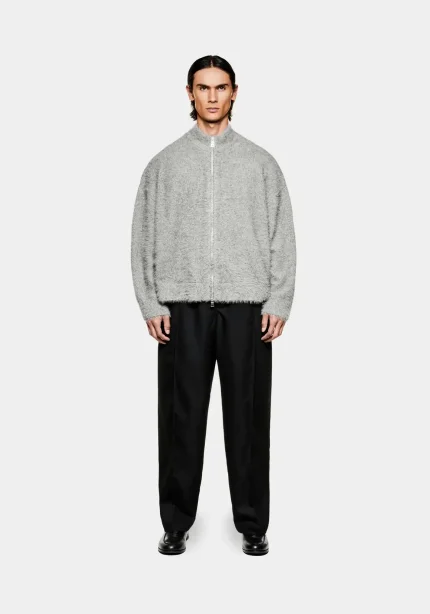 Mki Miyuki Zoku Faux Alpaca Knit Track Grey Jacket