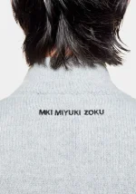 Mki Miyuki Zoku Mohair Blend Knit Track Jacket Grey Light - Image 3