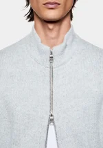Mki Miyuki Zoku Mohair Blend Knit Track Jacket Grey Light - Image 4