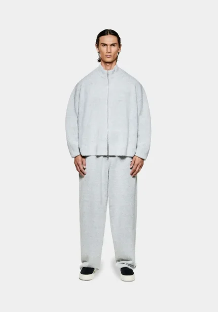 Mki Miyuki Zoku Mohair Blend Knit Track Jacket Grey Light