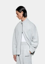 Mki Miyuki Zoku Mohair Blend Knit Track Jacket Grey Light - Image 6