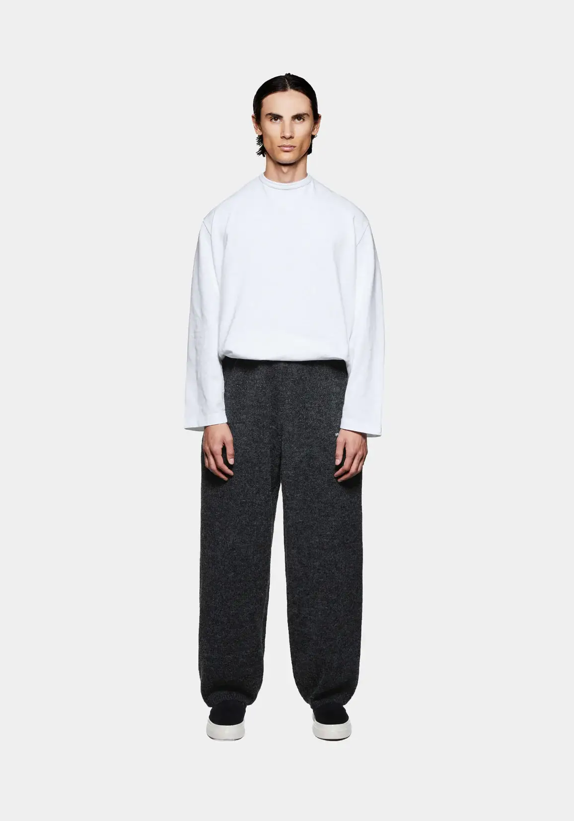 Mki Miyuki Zoku Mohair Blend Knit Wide Leg Joggers Charcoal Mki Miyuki Zoku Mohair Blend Knit Wide Leg Joggers Charcoal