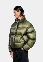 Mki Miyuki Zoku Translucent Funnel Neck Bubble Olive Jacket - Image 4