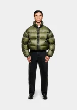 Mki Miyuki Zoku Translucent Funnel Neck Bubble Olive Jacket
