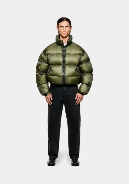 Mki Miyuki Zoku Translucent Funnel Neck Bubble Olive Jacket
