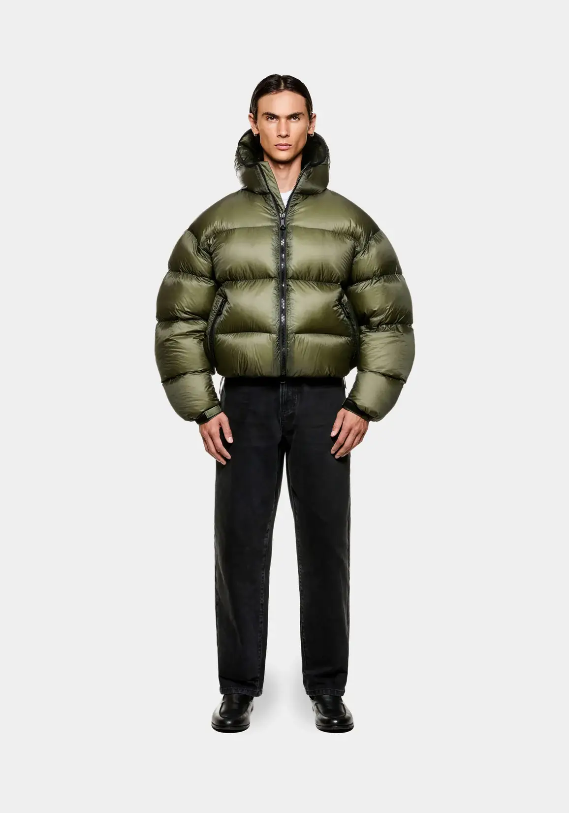 Mki Miyuki Zoku Translucent Hooded Bubble Olive Jacket (3) Mki Miyuki Zoku Translucent Hooded Bubble Olive Jacket