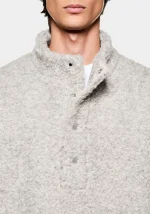 Mki Miyuki Zoku Wool Fleece Quarter Button Up Jacket - Image 4