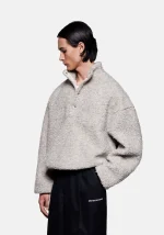 Mki Miyuki Zoku Wool Fleece Quarter Button Up Jacket - Image 6